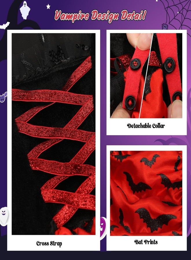 Meland Vampire Costume for Girls, Light up Halloween Costumes for Kids & Toodlers Aged 4-14 Years Old(S) - Image 2